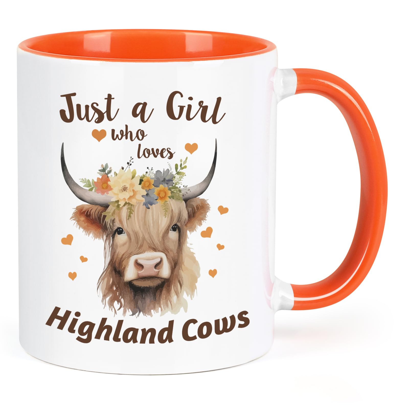 Joymaking Highland Cow Gifts Coffee Mug Novelty Mugs for Highland Cow Girl Gifts for Women Men Mugs for Christmas Birthday Gifts, 11Oz Orange