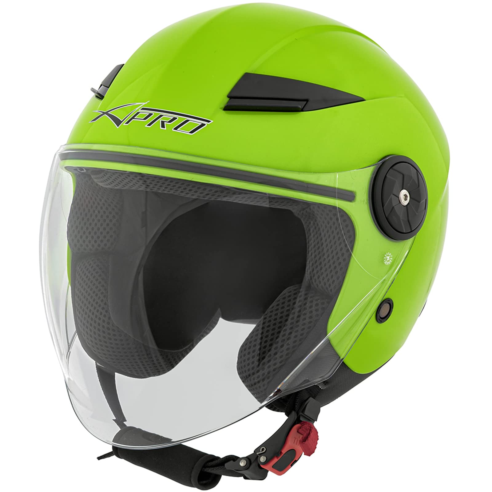 Jet Moto Casque City ECE 22 Certificat Long Visière Scooter Vert L