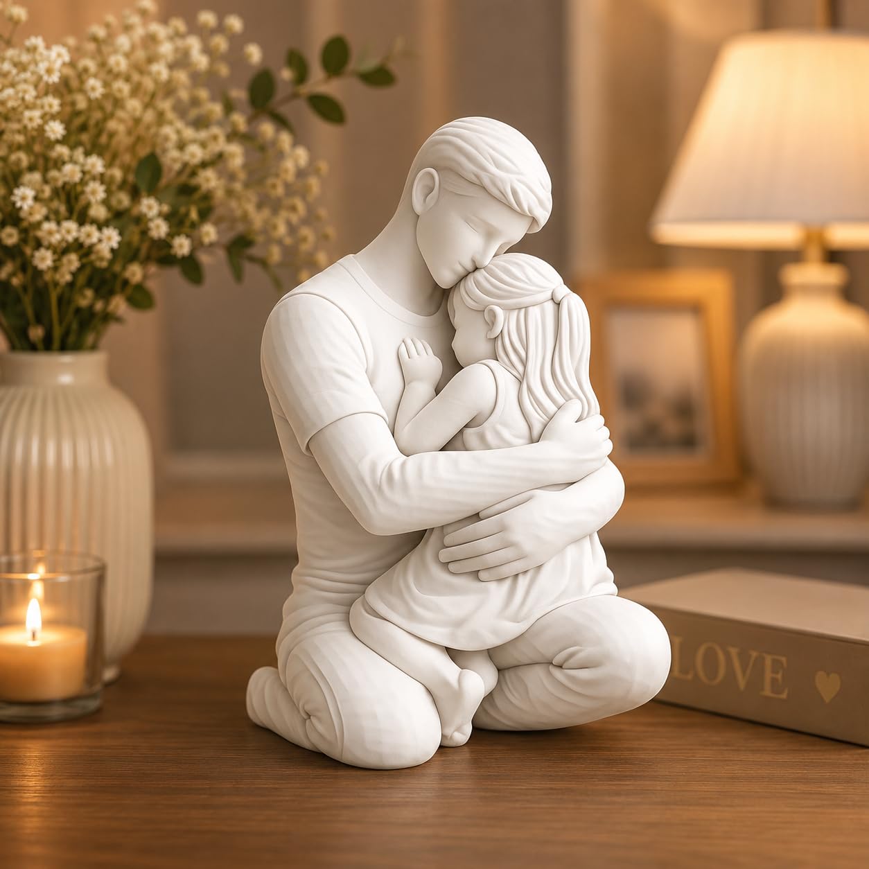 Father and Daughter Showpiece for Home Decor | Dad and Child Hug Figurine Statue | Decorative Family Sculpture for Living Room, Bedroom, Office-image-47