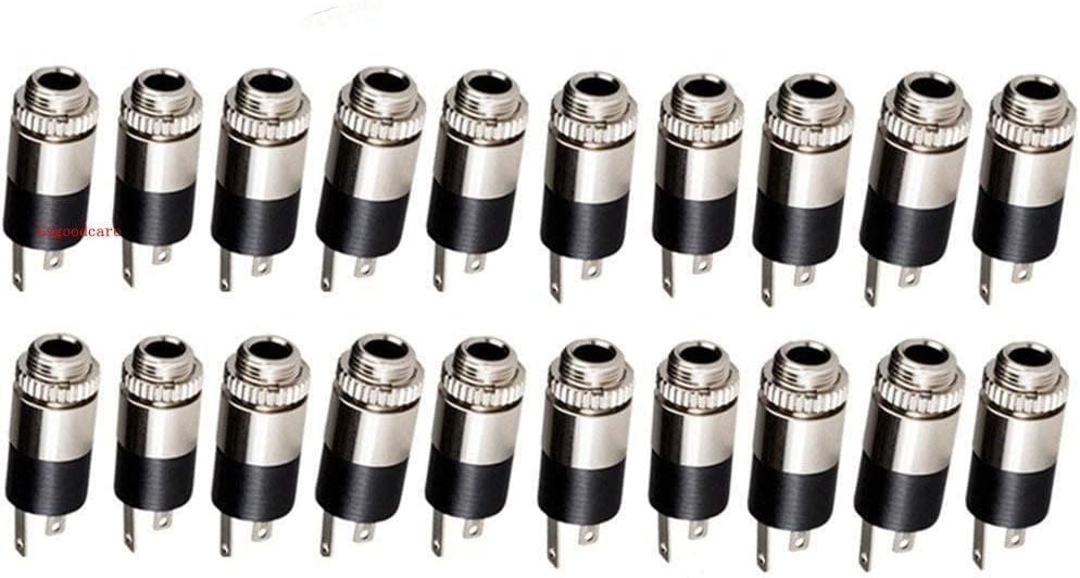 Lsgoodcare 20PCS 3.5mm 1/8 inch Female Stereo Jack Panel Mount Connector