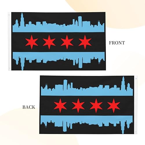Miniatura 4 de Bandera de Chicago City Flag de doble cara para jardín, bandera de 4 x 6 pies para patio al aire libre, bandera decorativa negra