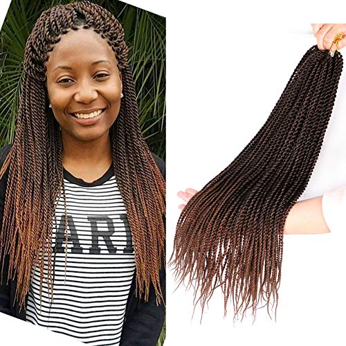 Bellqueen 3Packs Micro Senegalese Twist Crochet Hair 22 inches Black Dark Brown Micro Braiding Hair Ombre Kanekalon Synthetic Crochet Braids 30Strands/Pack(T1B/30 3Packs)