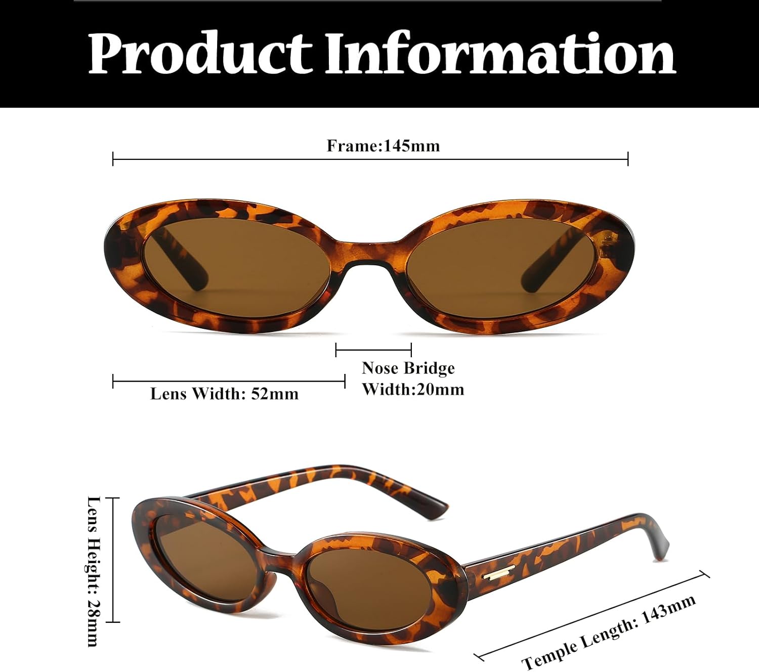 LJCZKA Retro Oval Sunglasses for Women Trendy Small Face Sunglasses 90s Vintage Shades Fashion Cat Eye Sun Glasses - Image 4