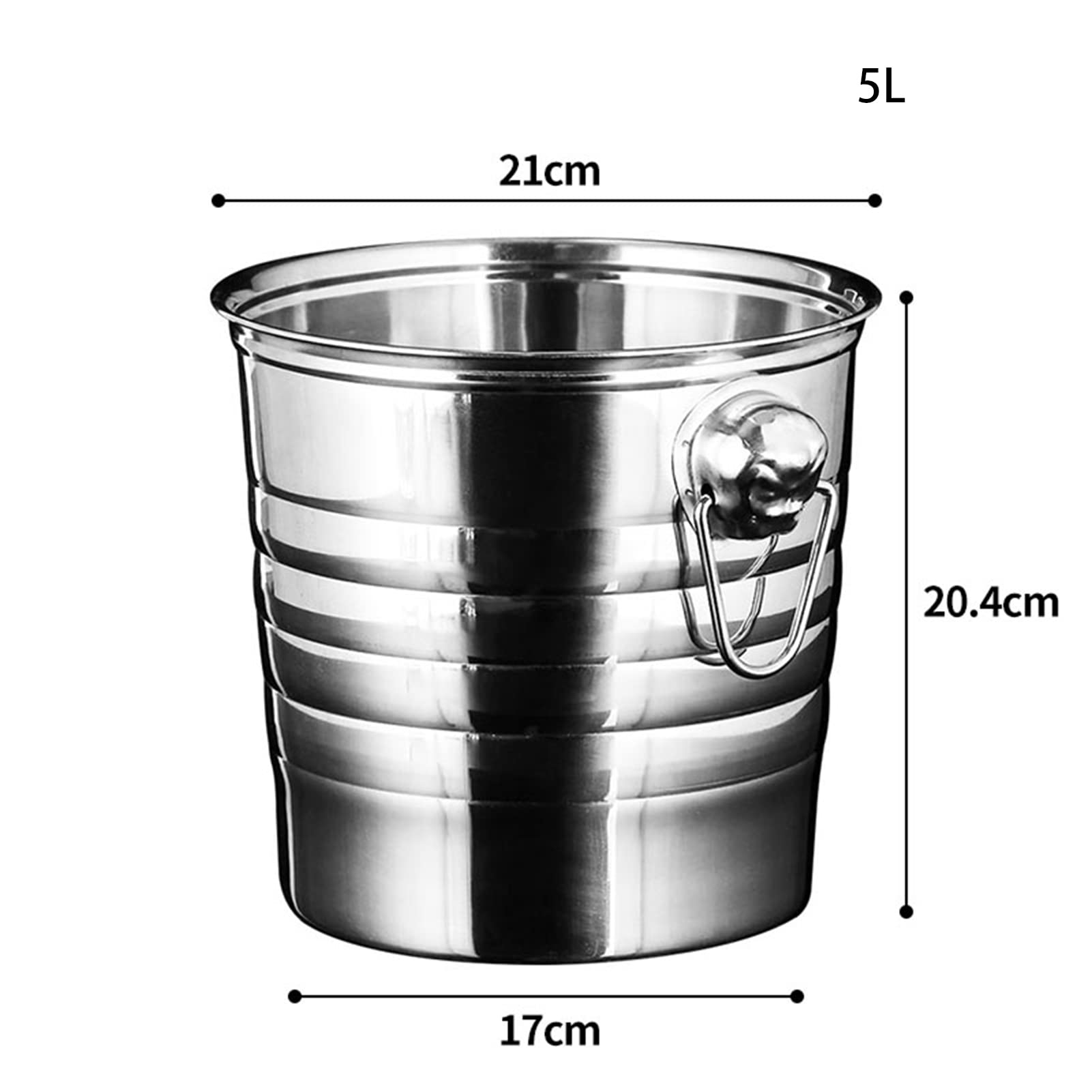 Cubitera de Acero Inoxidable, Cubitera de Acero Inoxidable con Doble Aislamiento, Color Oro Rosa AB, con Tapa y Pinzas, 3-7 l(A,5L)