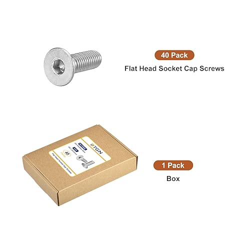 Miniatura 7 de DTGN Tornillos de cabeza de cabeza M8-0.049 x 0.984 in, paquete de 40 tornillos de cabeza plana hexagonal de acero inoxidable 304, rosca completa,