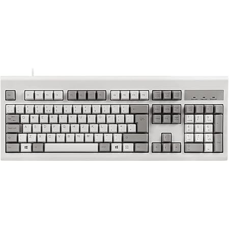 PERIXX PERIBOARD-106M, Wired Performance Full-Size USB Keyboard, Curved Ergonomic Keys, Classic Retro Gray/White Color, UK QWERTY