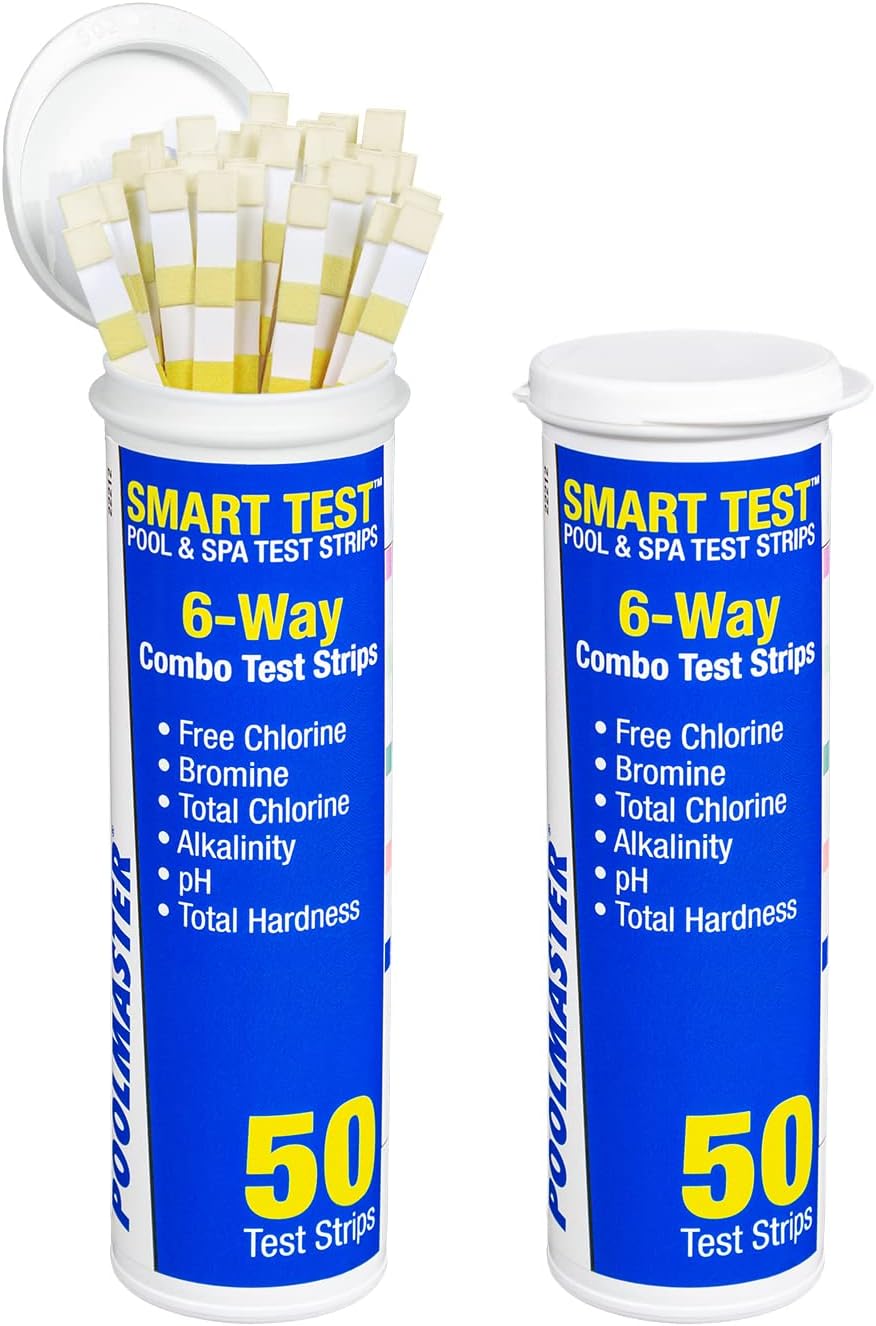 Smart Test 6-Way Swimming Pool and Spa Water Chemistry Test Strips, Made in The USA, 2 Pack,Blue