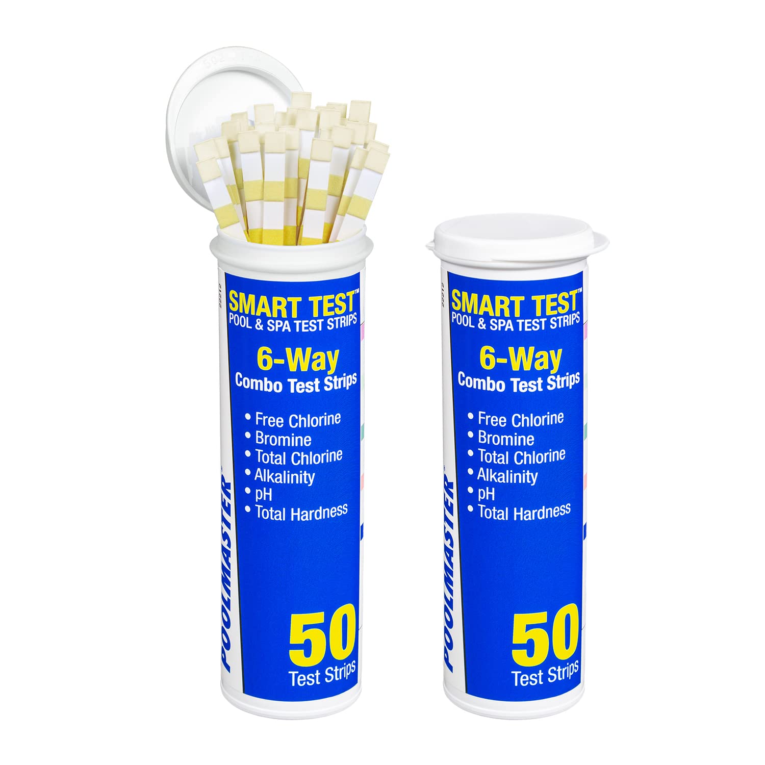 Poolmaster Smart Test 6-Way Swimming Pool and Spa Water Chemistry Test Strips, Made in The USA, 2 Pack,Blue