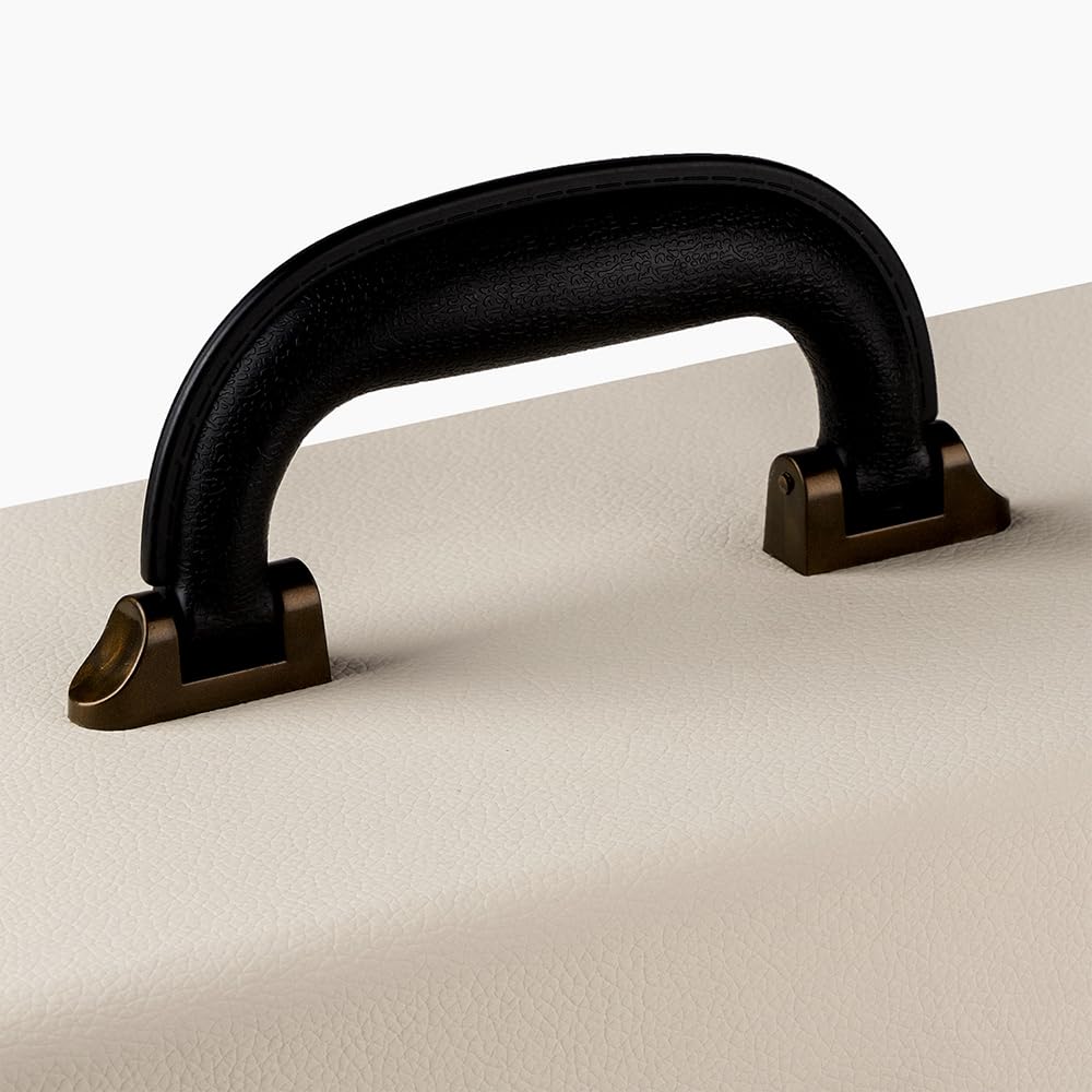 Audizio RC32, Funda Robusta para Guardar Discos, Soporte para vinilos de diseño, Funda para Guardar de 30 a 35 Discos de Vinilo, Accesorios para Discos - Blanco Crema