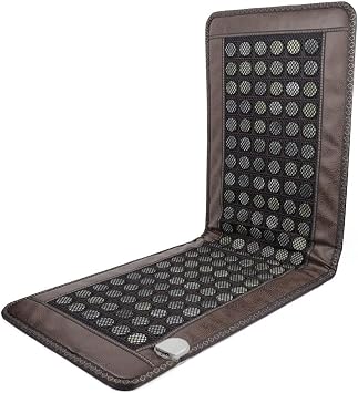 Far lnfrared Heating Pad, Natural Jade and Tourmaline Heating Mat Electric Stone Heating Mattress Full Body Relax for Neck and Back Pain ReIief Brown