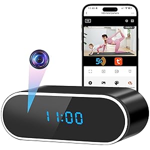 Cámara Espía Oculta WiFi, 2,4G/5G Mini Camara Espia Inalambricas 1080P HD, 120° Reloj con Cámara con Visión Nocturna Detección De Movimiento