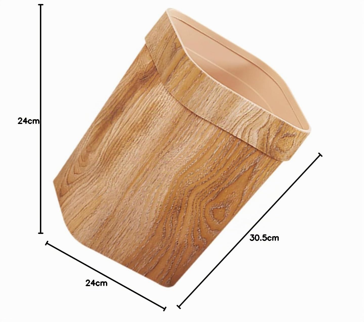 Artibetter Papelera de Gran Capacidad Nórdico con Diseño de Madera Cubo de Basura Cuadrado para Cocina Baño y Salón Contenedor Multiusos