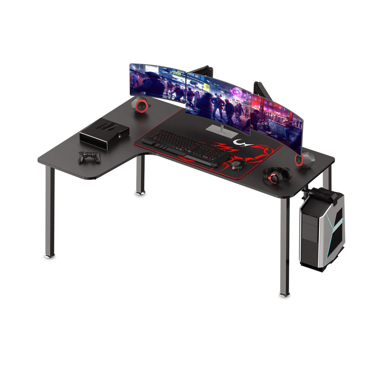L Shaped Desk,61 inch Corner Gaming Desk,Modern PC