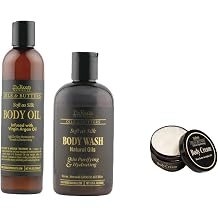 The Roots Naturelle Luxury Body Care Set, Chocolate Body Wash, Argan Oil Body Oil, Ultra Hydrating Body Cream with Shea Butter and Jojoba Oil, 3 Piece Gift Set, Unisex