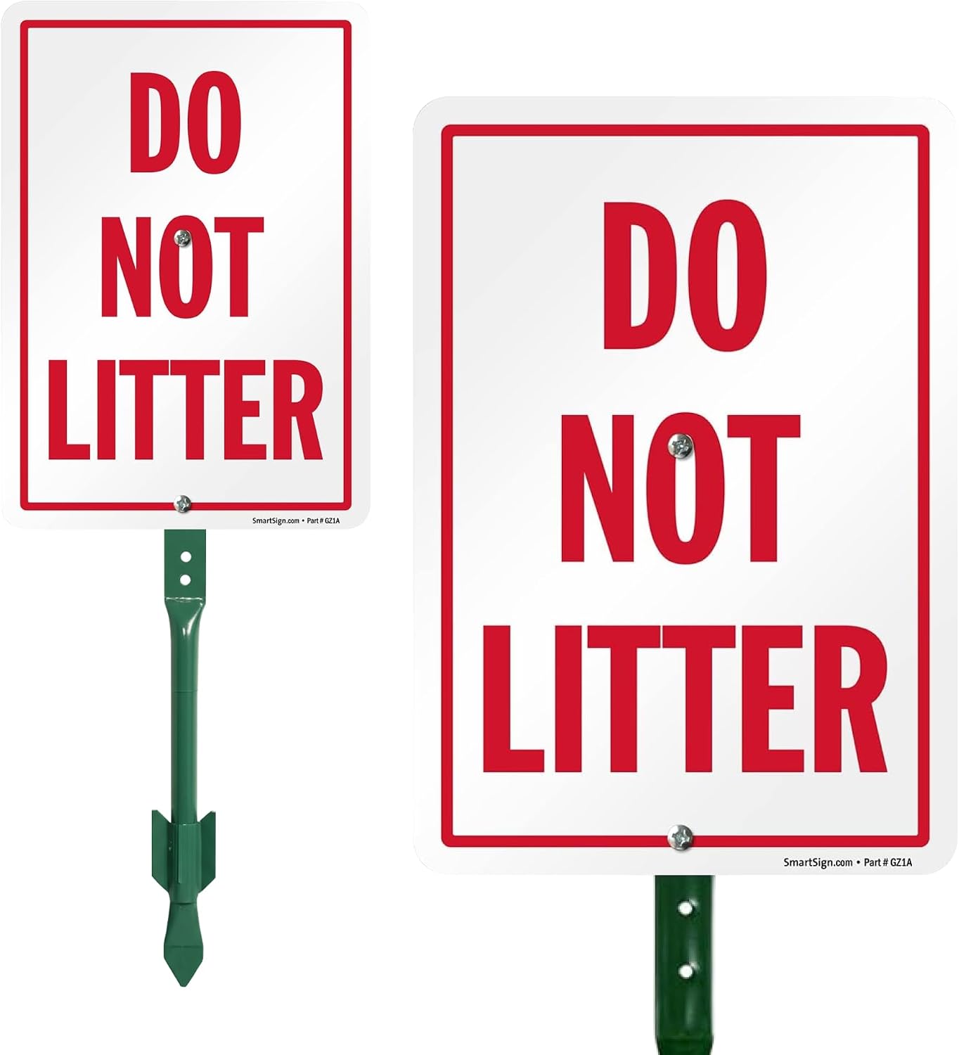 SmartSign 10 x 7 inch “Do Not Litter” LawnPuppy Yard Sign and 18 inch Stake Kit, 40 mil Laminated Rustproof Aluminum, Red and White, Set of 1