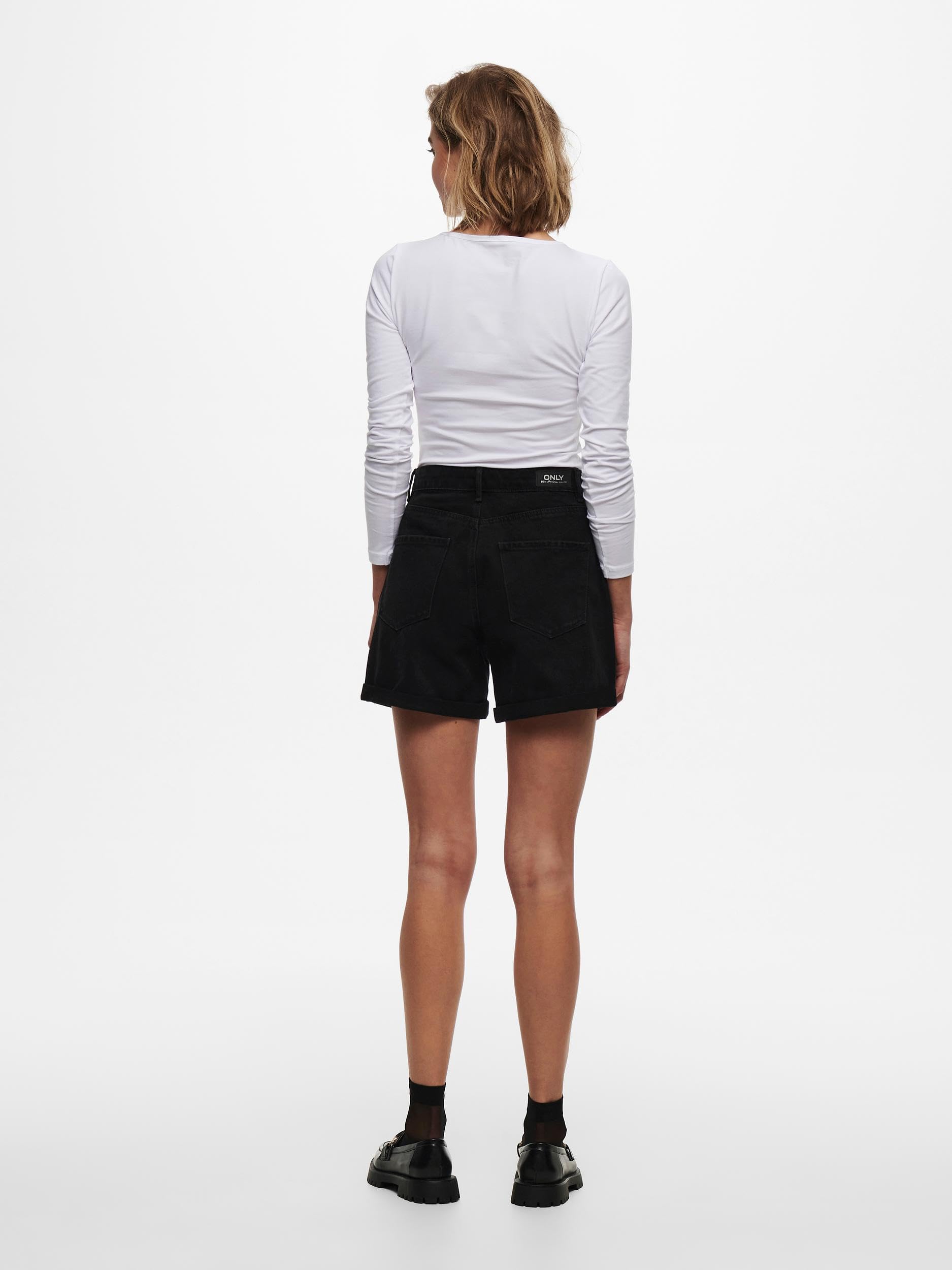 ONLY Onllive Love Life Basic T-Shirt à Manches Longues pour Femme, 2 x Noir, 1 x Blanc, L