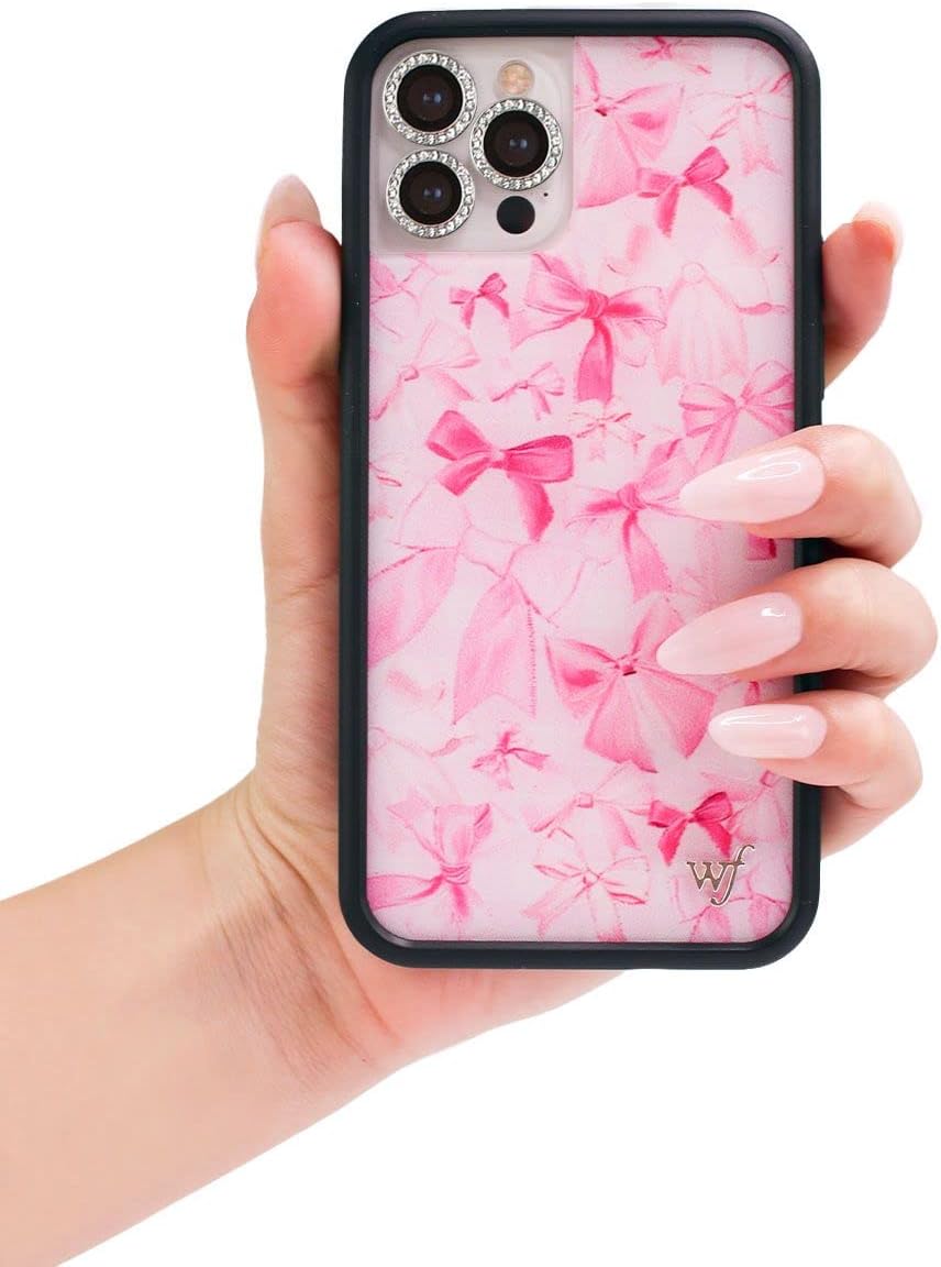 Wildflower Cases - Compatible with iPhone 13 | Protective Black Bumper, 6.5ft Drop Test Certified, Women Owned Small Business | Coquette Bows Ballet Pink Trendy | Bow Beau