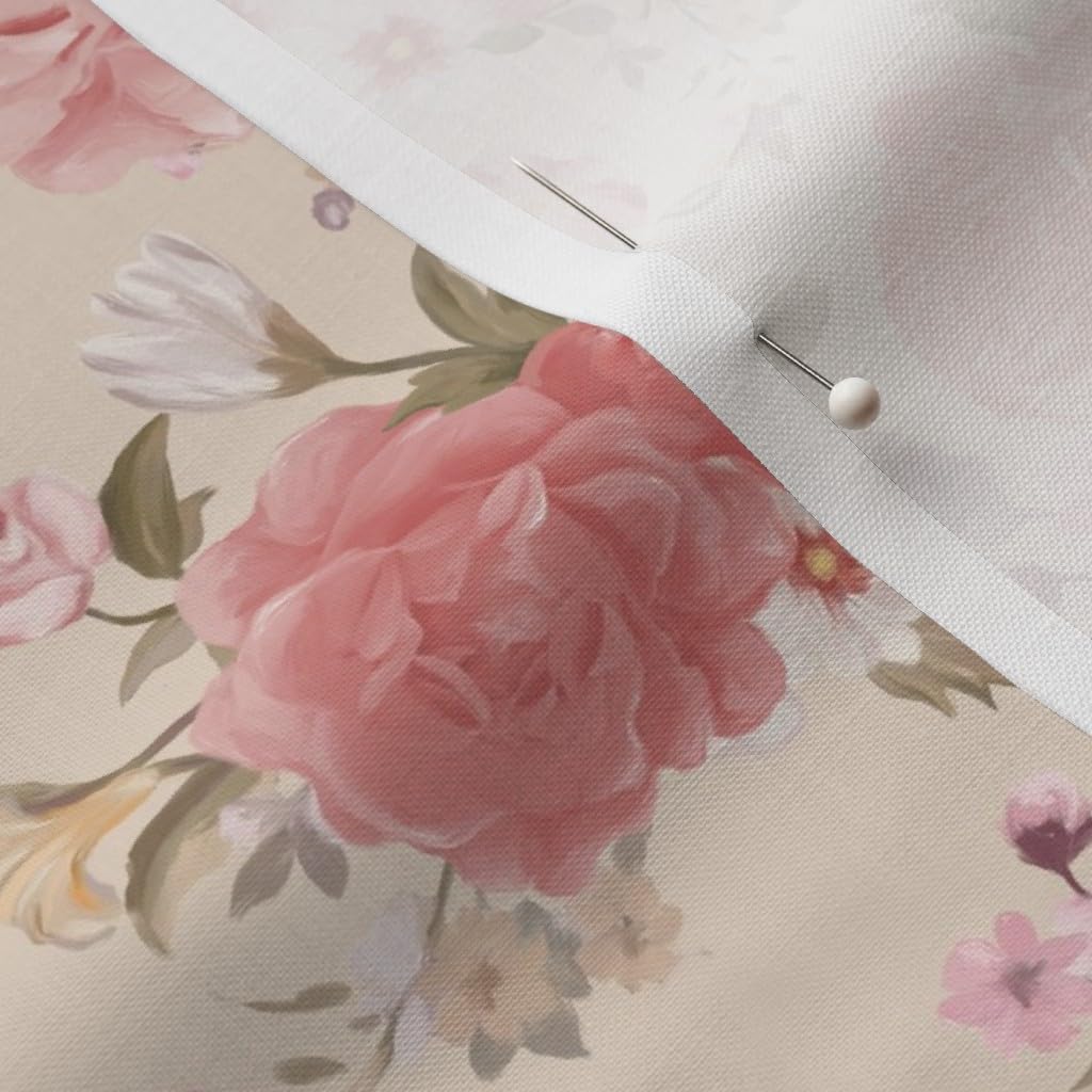 Spoonflower Fabric - Vintage Chintz Traditional Roses Victorian Floral Valentine's Day Love Printed on Petal Cotton Fabric Fat Quarter - Sewing Quilting Apparel Crafts Decor