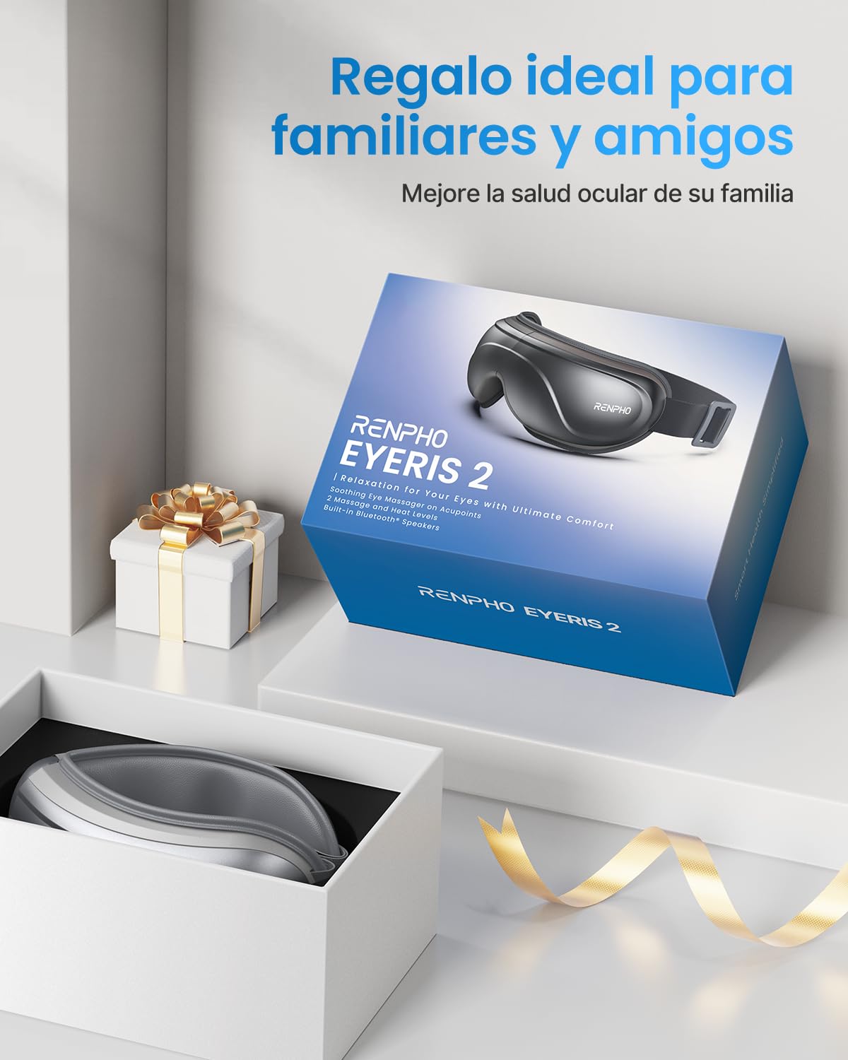RENPHO Eyeris 2 Masajeador de ojos mejorado con niveles de calor, vibración compresión, 5 modos, antifaz masajeador recargable por la sequedad ocular, la hinchazón, el cansancio ocular y las ojeras