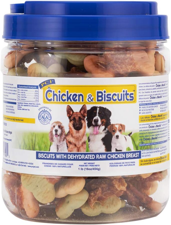 Pet Center DPC88160 1-Pound Natural Giant Chicken Wrapped Dog Biscuits, Small (2 Pack)