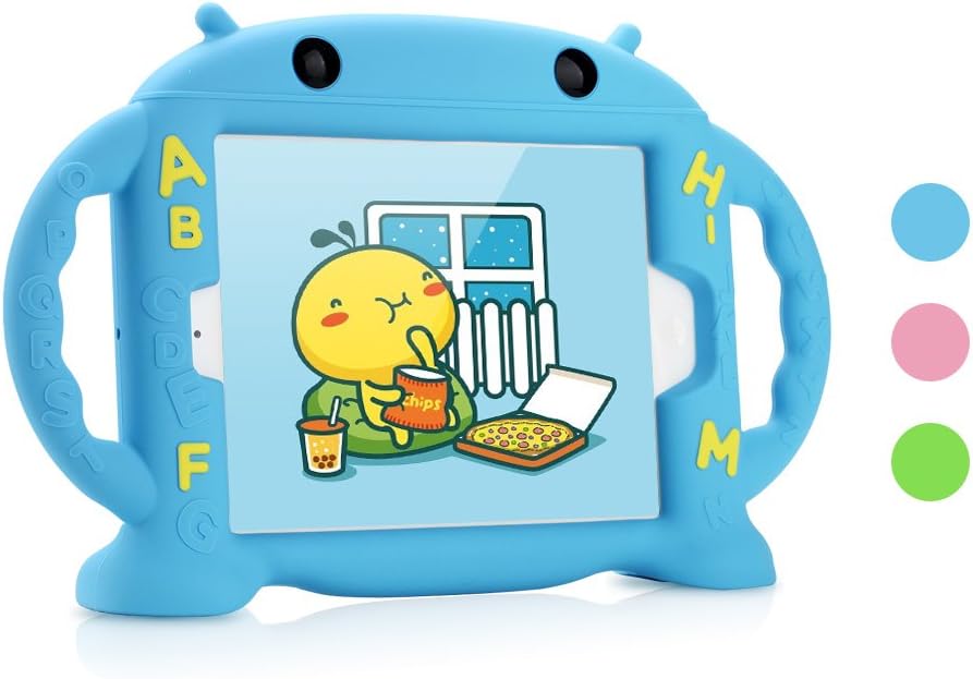 iPad Mini 1 2 3 4 Case for Kids, Soft Silicone Kids Proof Case with Carrying Handle Shockproof Baby Proof Protective and Durable Cover with Stand for Apple iPad Mini 1 2 3 4 Robot Baby - Blue