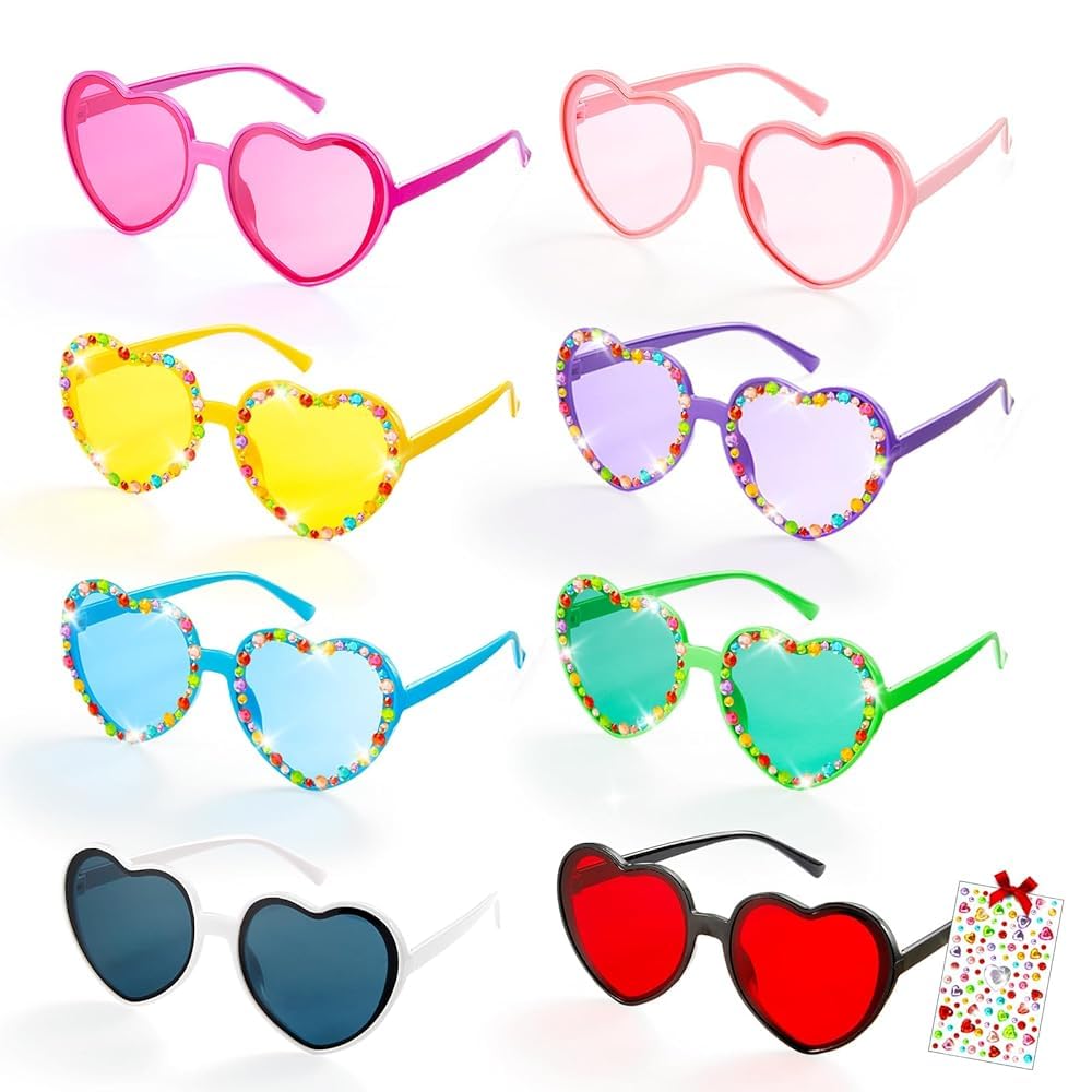 HOUT Heart Shaped Party Glasses, Stylish Festival Glasses for Adults and Kids - Colorful Glasses for Party Costumes - Party Bag Fillers, Theme Party Club Decoration