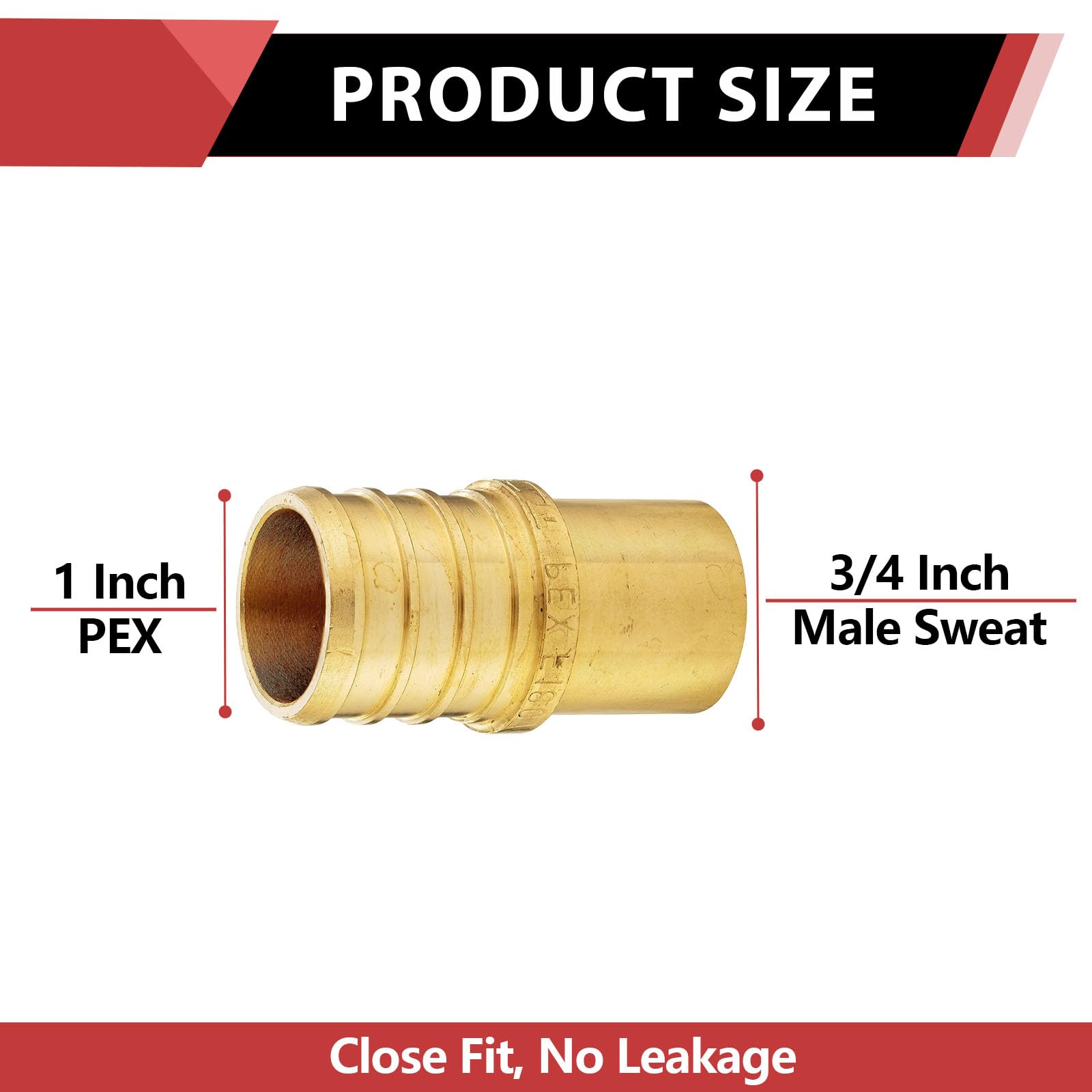 Paquete de 5 accesorios de latón EFIELD Pex Barb Crimp de 1 x 3/4 pulgadas adaptador de cobre macho (tubo de cobre interior), ASTM F1807 (5)
