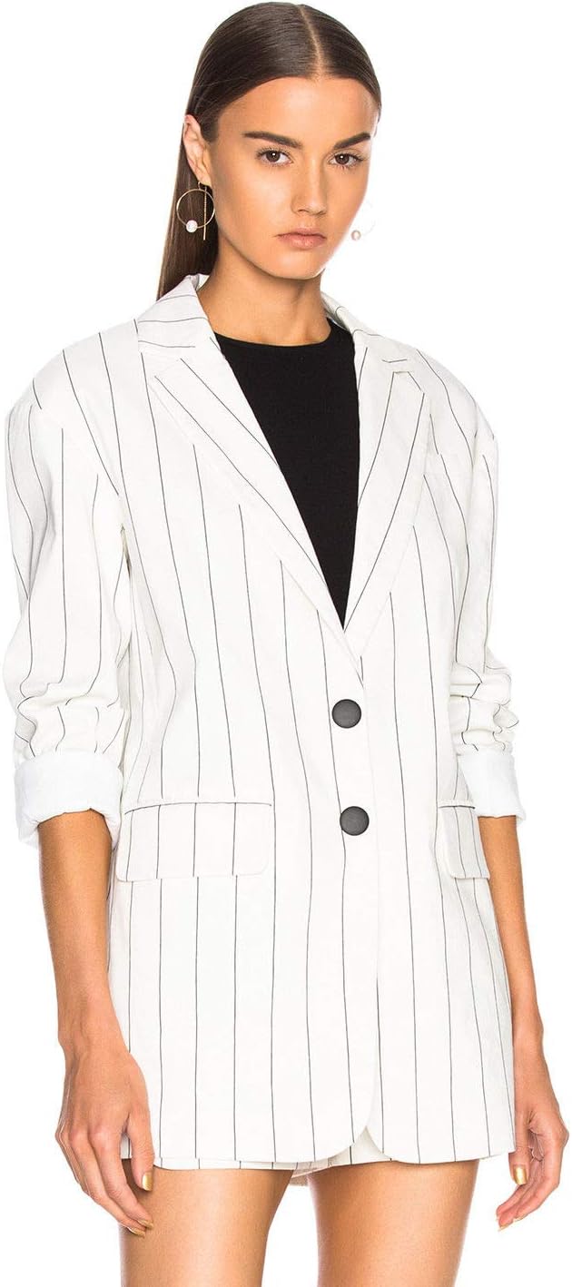 TibiLinen Blend Stripe Button Back Blazer Size 4