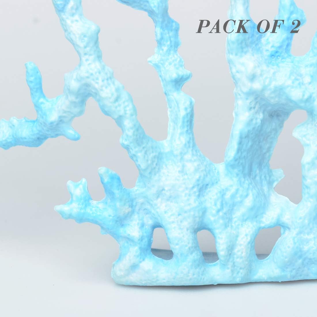 Quickun Artificial Coral Plant Ornament Glowing Effect Silicone Artificial Decoration for Fish Tank, Aquarium Landscape （Macarons Blue）
