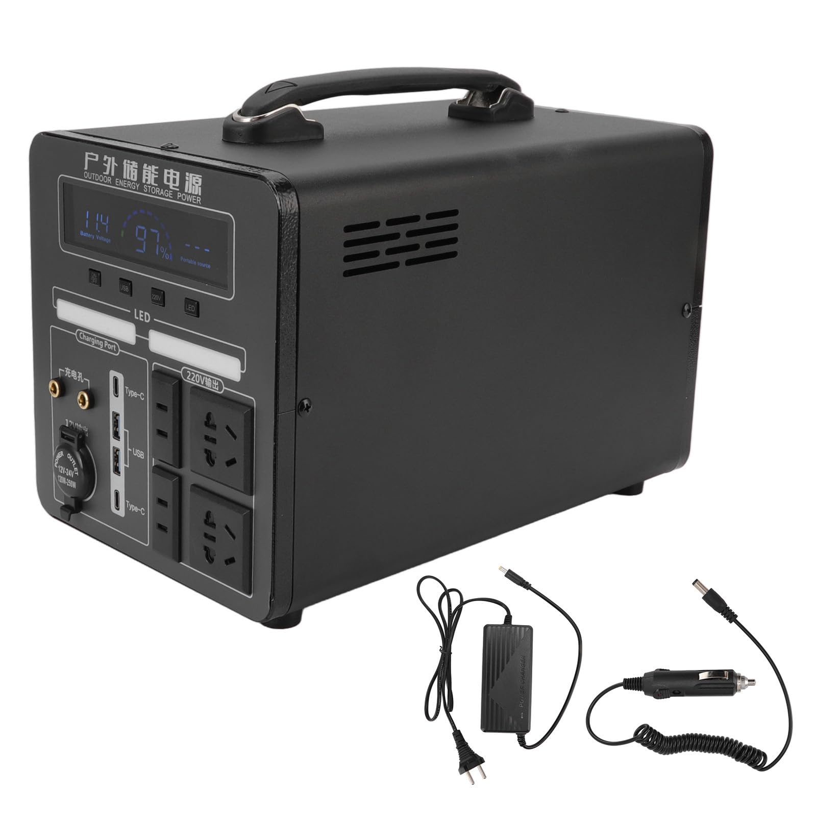 Generador Solar 600W, Estación de Energía Portátil 120000mAh 480Wh LiFePO4 con Inversor de Onda Sinusoidal Pura para Camping Al Aire Libre, Viaje por Carretera