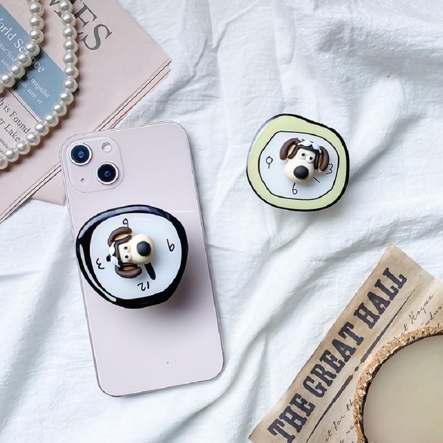 ARFUKA Phone Ring Holder Universal Phone Grip Collapsible Colored Dog and Clock Phone Grip and Phone Stand for Phones and Tablets Pack of 2 image 4