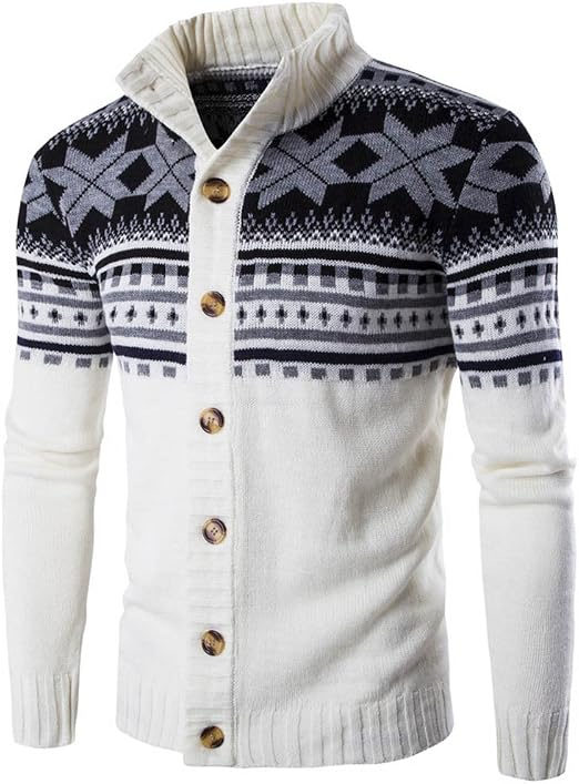 Uomo Casuale Moda Maniche Lunghe Maglione Accollato Cardigan Giacca :  Amazon.it: Abbigliamento