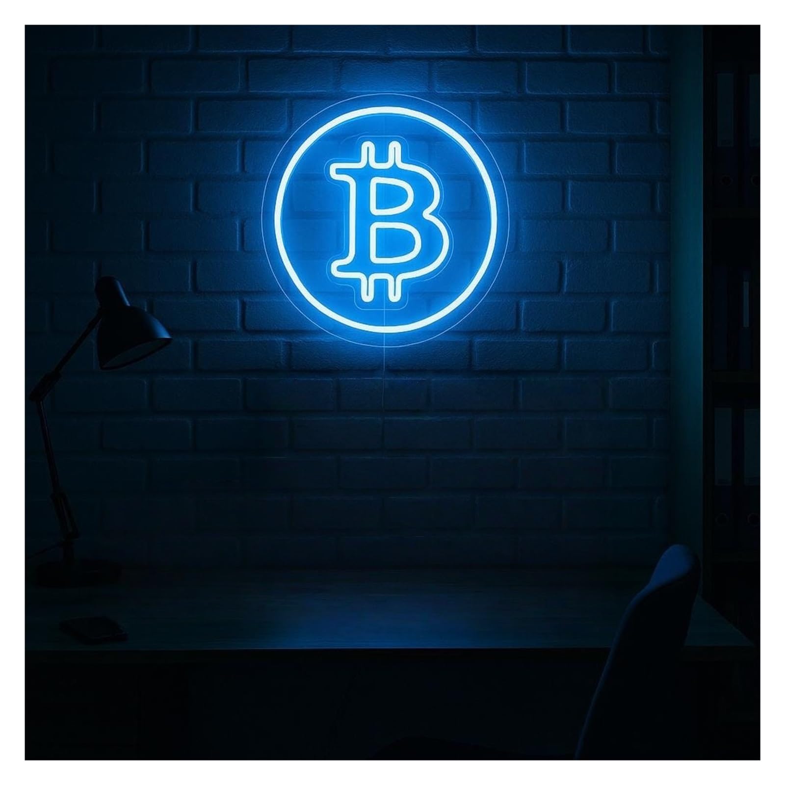 SHOUXI Sign Lamp Bitcoin Neon Sign, Suitable for Gaming Setup, Office, Man Cave Decor with Dimmable 38cm