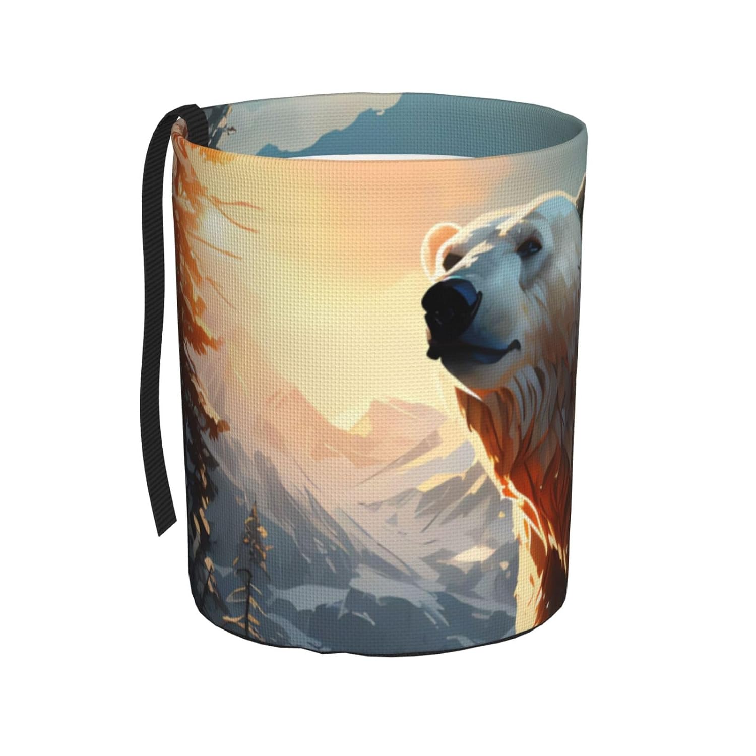Polar Bear in Winter Car Trash can, Hanging Foldable car Trash can, car Storage Box Accessories, Suitable for Travel SUV Truck Sedan