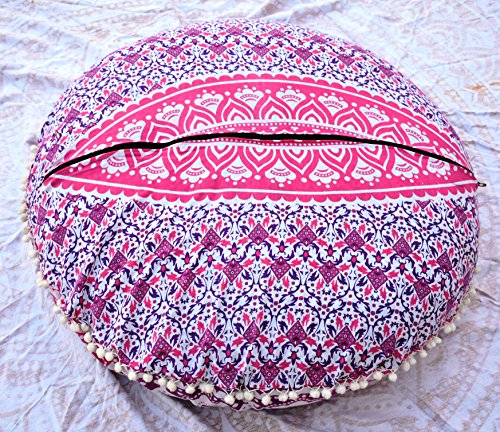 Coussin de sol traditionnel Mandala pour petits espaces, pouf Boho 32 cm - 6