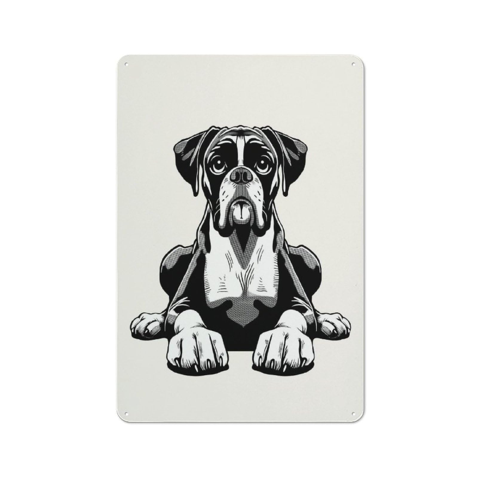 Junmoney Style-1 Boxer Dog Decorative Metal Sign 30X20cm, Country Style Bistro Wall Plaque For Kitchen, Cafe, Pantry Or Dining Room
