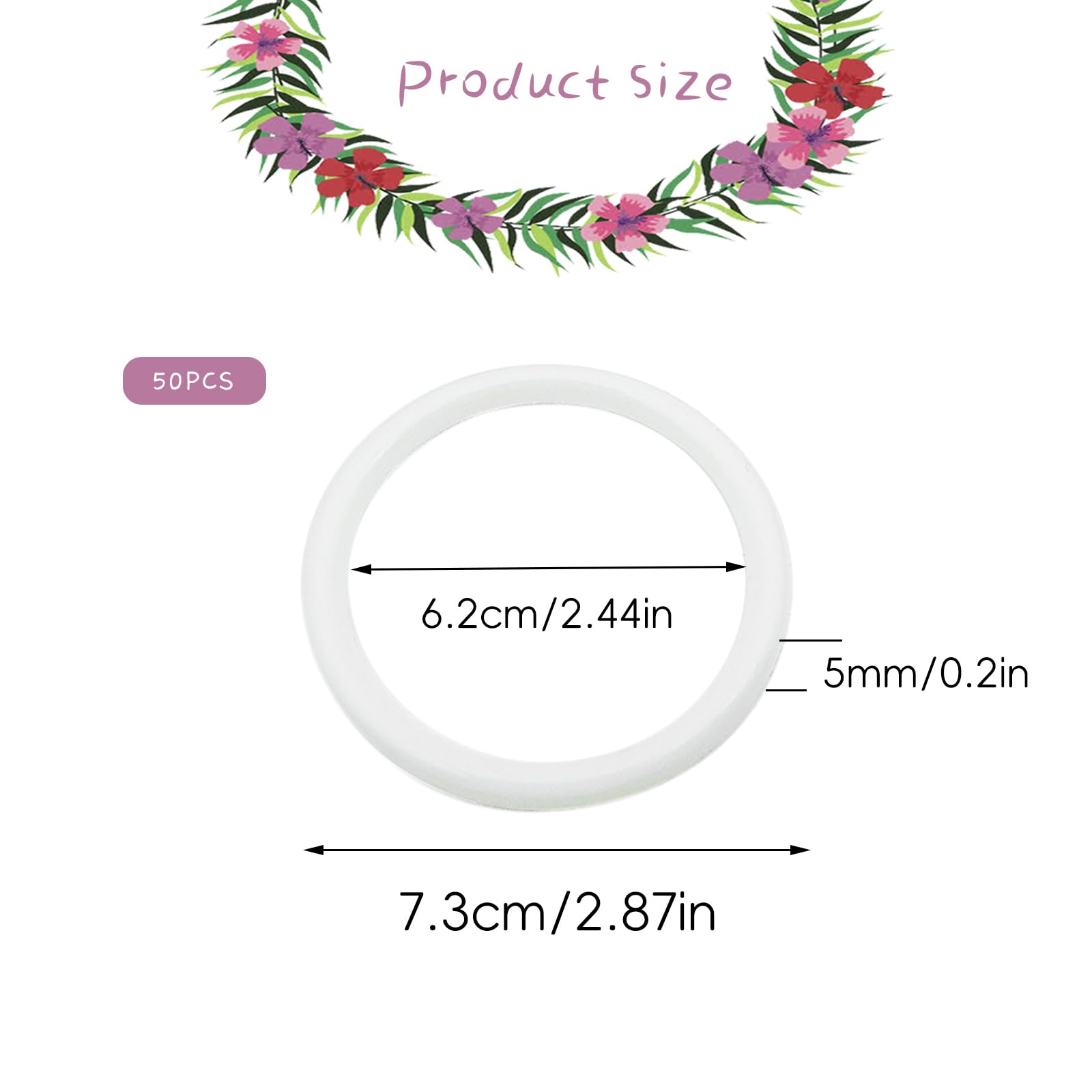 50 Pack Plastic Rings Hoops for Crafts, 3 Inch Dream Catcher Rings, Macrame Hoops Ring, Floral Round Ring Hoop, Wreaths Craft Hoops for DIY Hanging Craft Home Car Wedding Decorations