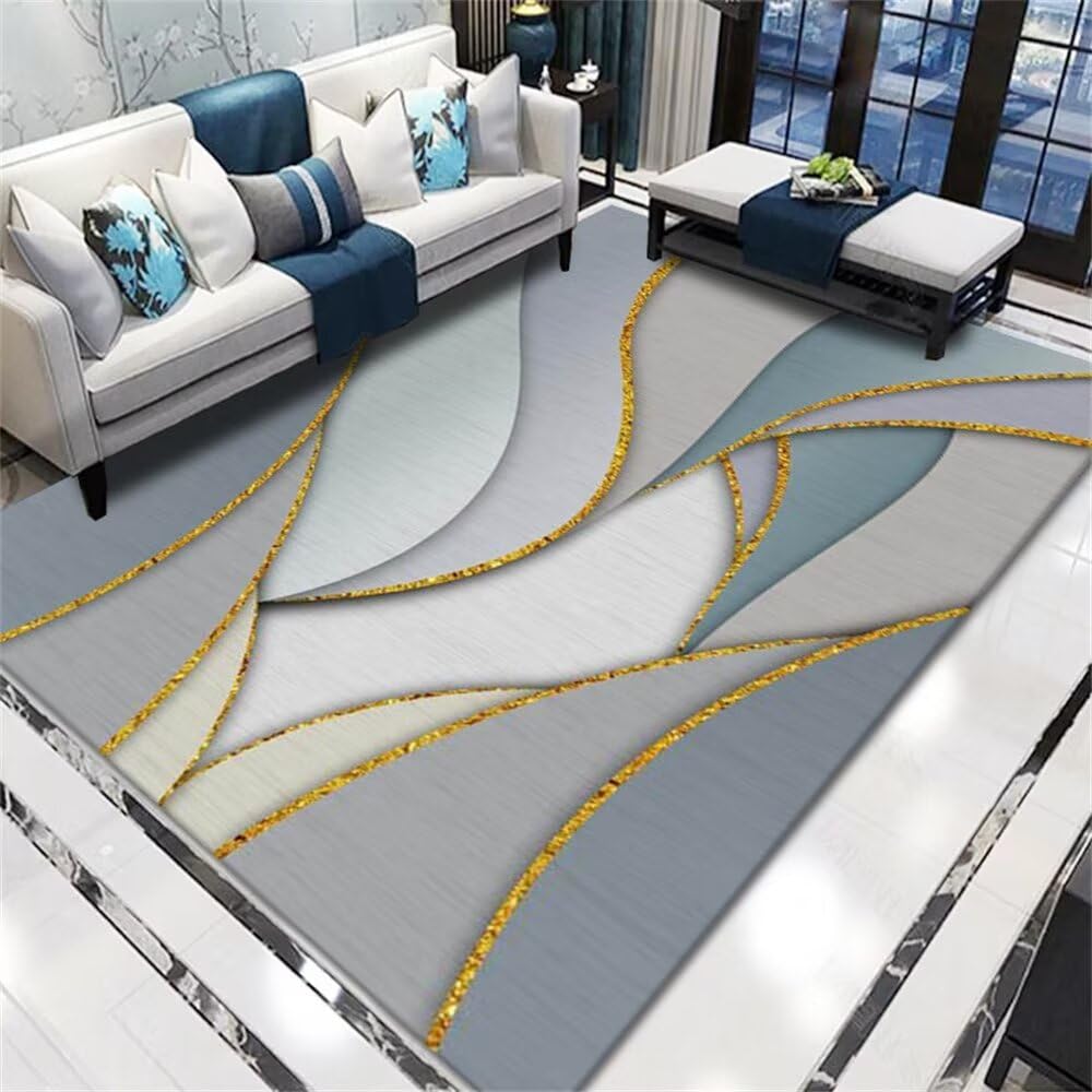Coussin de chambre à coucher courbe gris-bleu et tapis déco 80X160CM