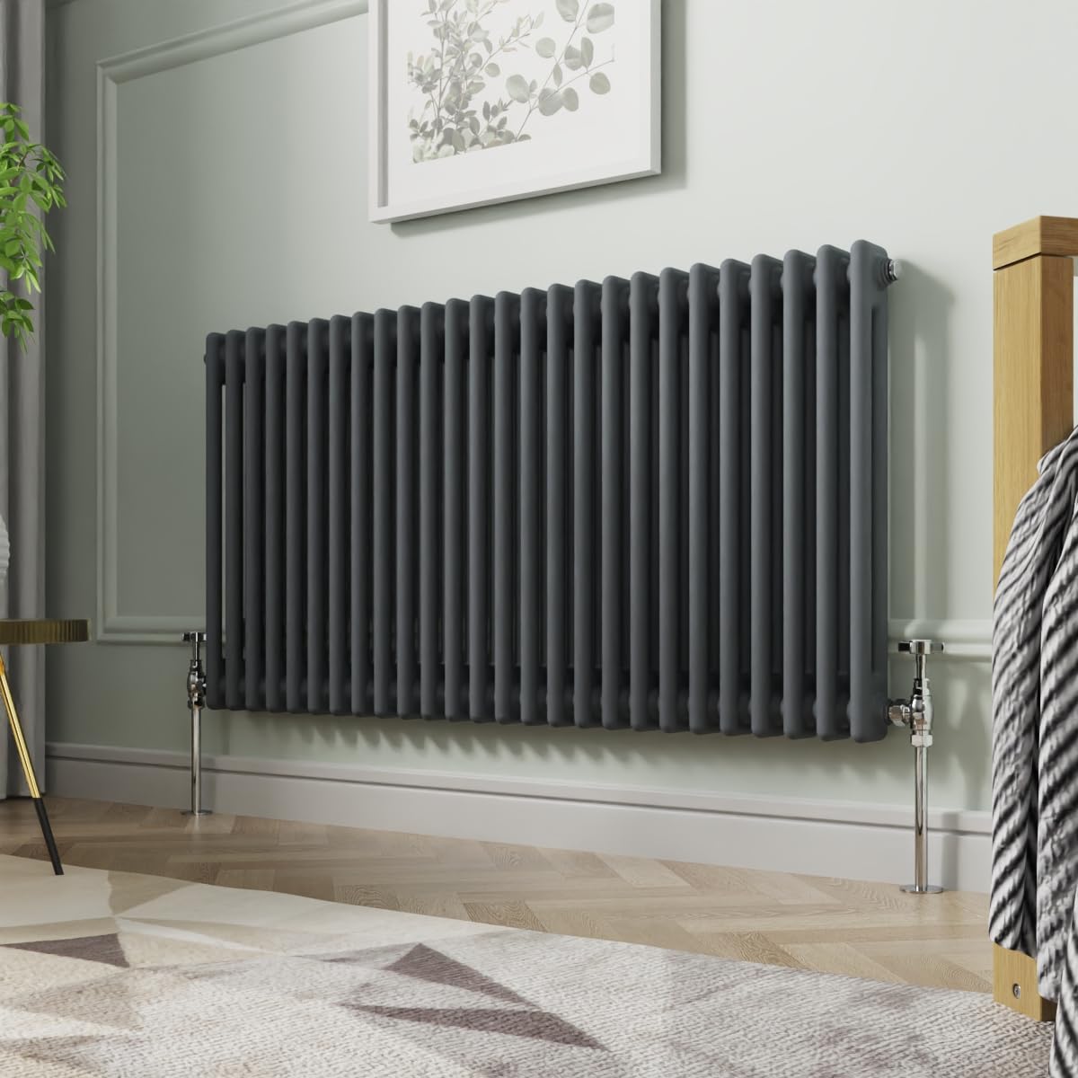 Nrg Anthracite 600 X 1190Mm Horizontal Cast Iron Radiator Double Panel