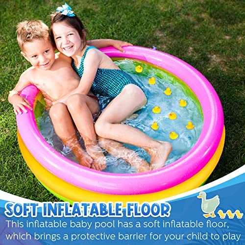 4 Pack 45 X 10 Inflatable Kiddie Pools And 60 Pieces Mini Yellow Ducks, Kids Swimming Pool Toddler Pools, 3 Ring Large Summer Pool, Water Outdoor Game For Indoor, Outdoor, Backyard, Beach #TOP4