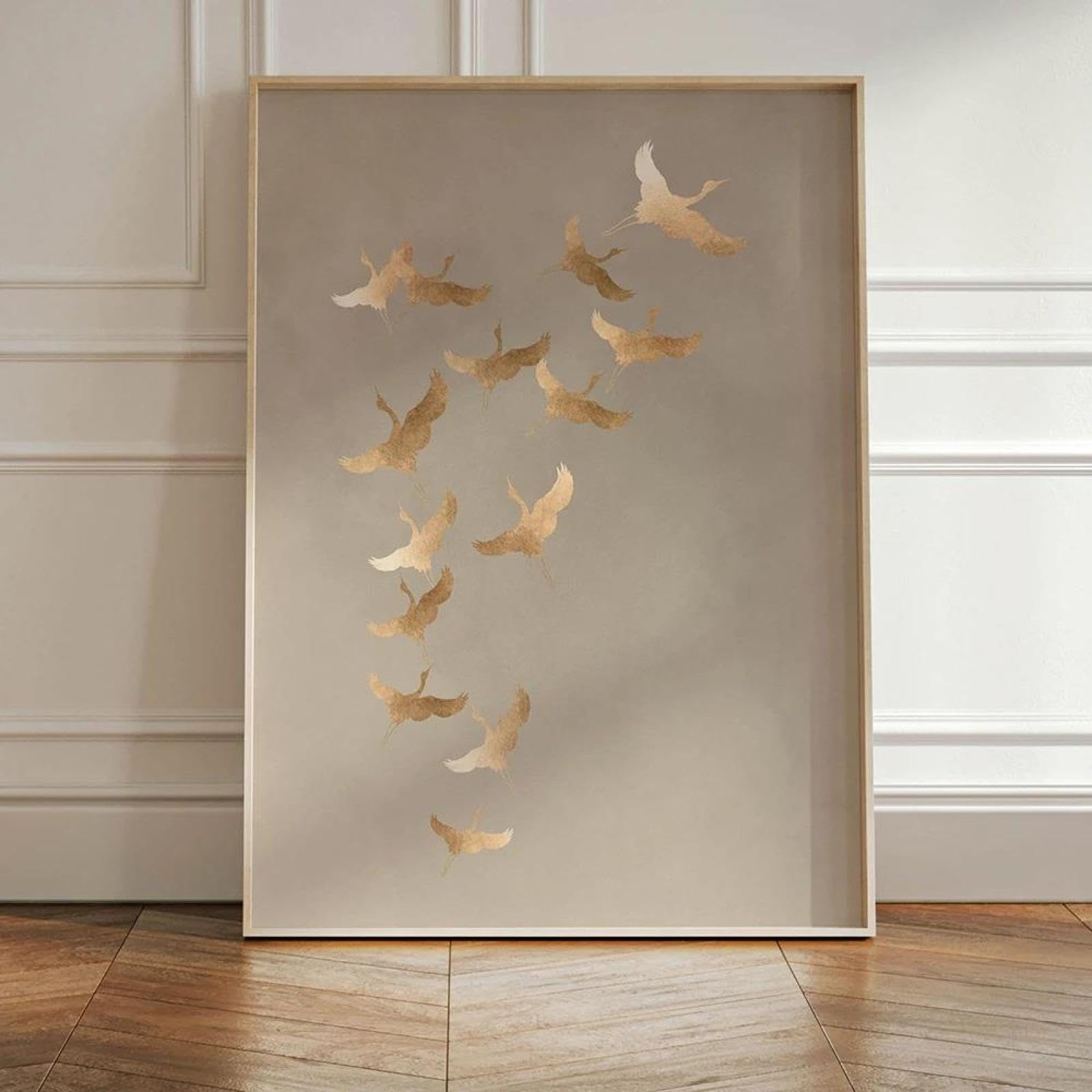 Baibexing Abstract Flying Golden Birds Canvas Painting Posters Prints Wall Art Picture Home Decor A1 21X30Cm Unframed