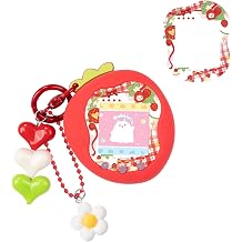 BUBBLELOGUS Strawberry Bubble Protective Case for Tamagotchi Uni Soft TPU Silicone Cover with Faceplate & Charm Set Anti-Scratch Waterproof Red