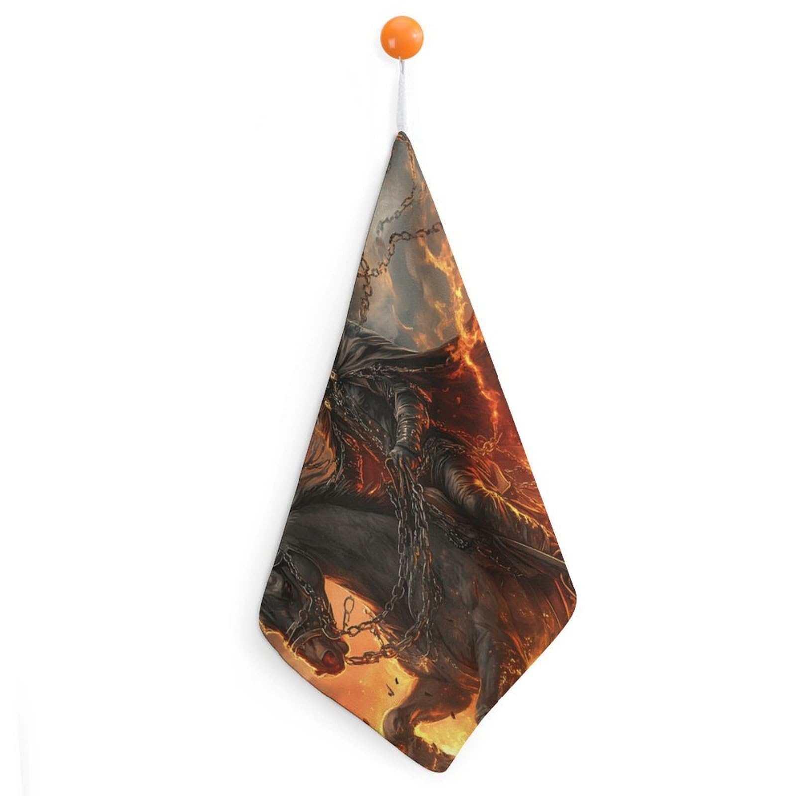 TXFBTRFSA Grim Reaper in Horse Flames Hand Towels with Hanging Loop Kitchen Towel Handkerchiefs Cleaning Cloths