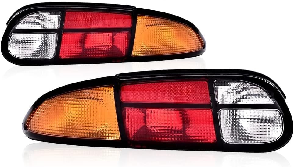 G-PLUS Tail Light Compatible with Chevy Camaro 1993-2002(3 PLUG),NOT Fit 2-Door Tail Lamps Yellow & Red & Clear Lens Halogen Black Housing 5976519 5976520 Luces Traseras Rear Brake Lamps Assembly