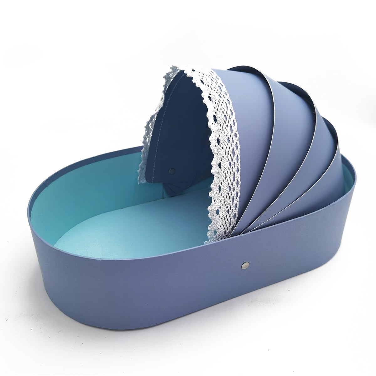 QRQR Baby Shower Crib Basket Shaped Cardboard Box Decorative Paper Mache for Flower Sweet Treat (Blue)
