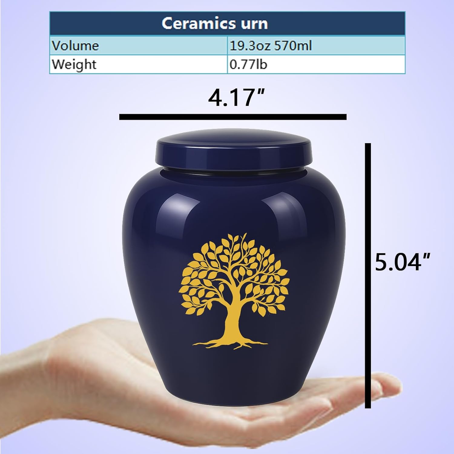 Keepsake Urns for Adult Male or Female, Medium & Small Sized Urns for Human Ashes, Ceramic Decorative Urns with Tree of Life, Pet Urn for Cats and Small Dogs - Image 3