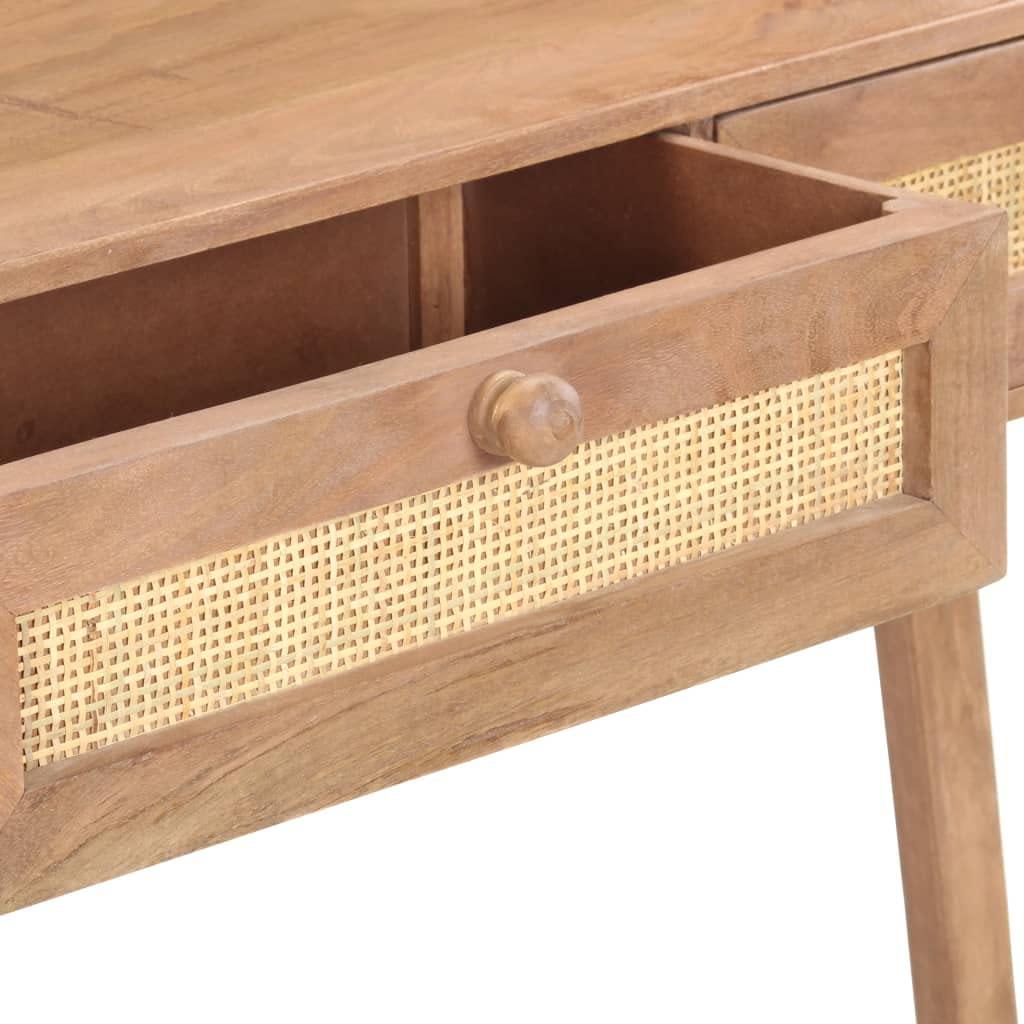 Générique Konsola stołowa 100 x 35 x 76 cm lite drewno mango | Z 2 szufladami, do przechowywania w korytarzu, wytrzymałe drewno tropikalne, unikalny rustykalny design