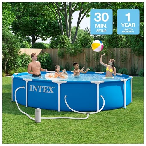 Intex Metal Frame 12 ft x 30 in Above Ground Pool Set, Round Swimming Pool with Steel Frame, 530 GPH Cartridge Filter Pump, and Type A Filter Cartridge by Intex - Used condition - Image 2