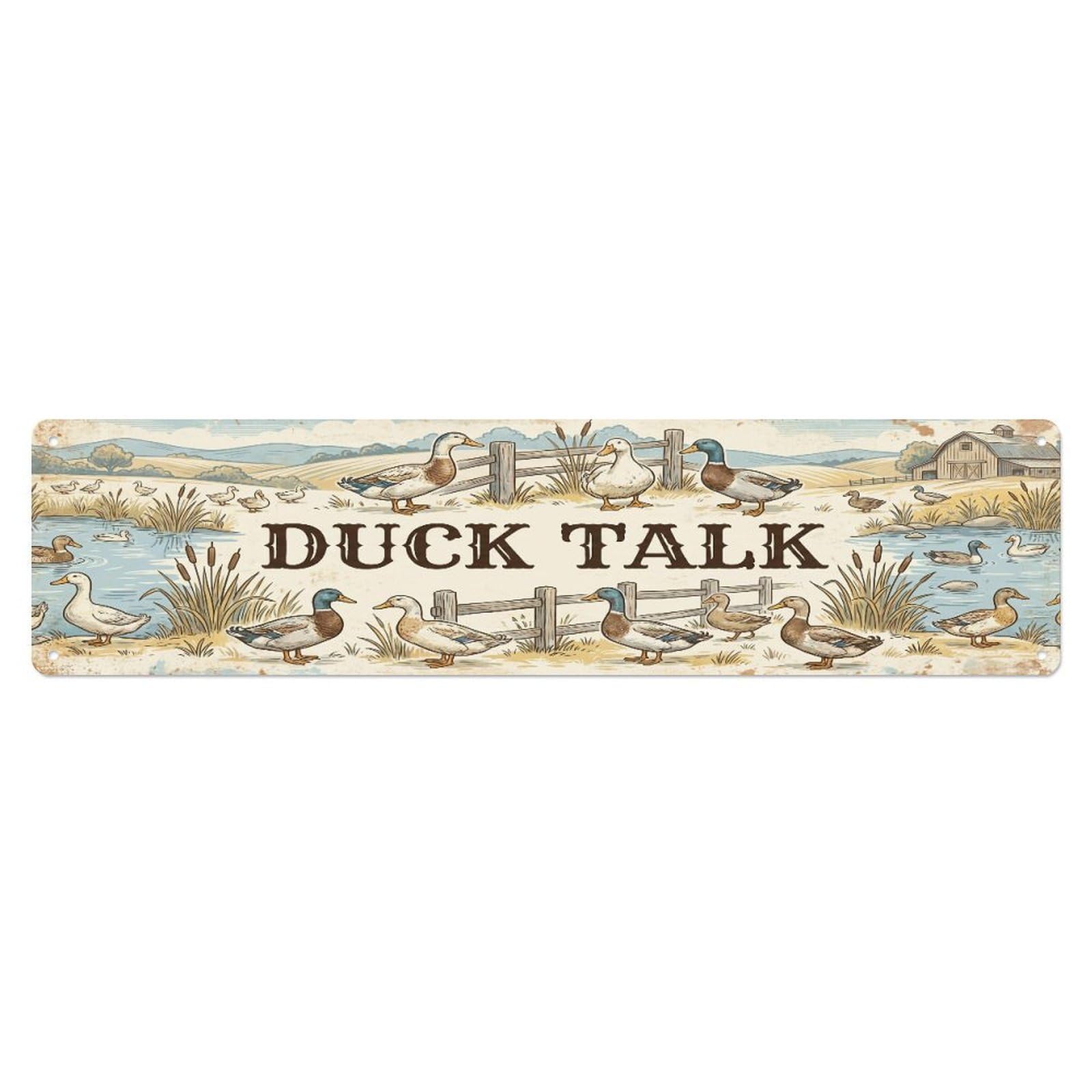 Xanthor Style Metal Tin Sign Vintage Yard Quack Duck Farmhouse Funny Duck Backyard Farm
