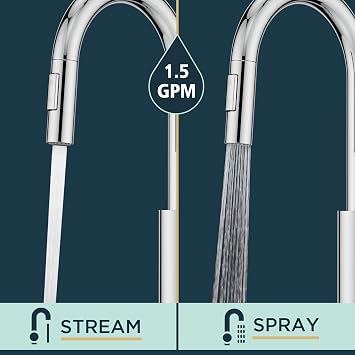FORIOUS Kitchen Tap, Kitchen Sink Taps Mixer with Pull Down Spray, High Arc pout Swivels 360 Single Handle, Polished Chrome